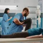 Orthopedic knee X-ray reviewed by a specialist